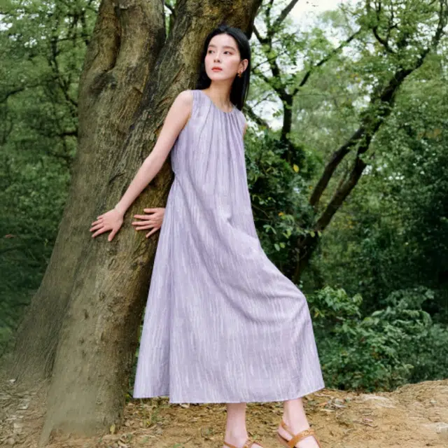 茵曼 欧若风法式度假风显瘦背心长裙无袖连衣裙 女款
