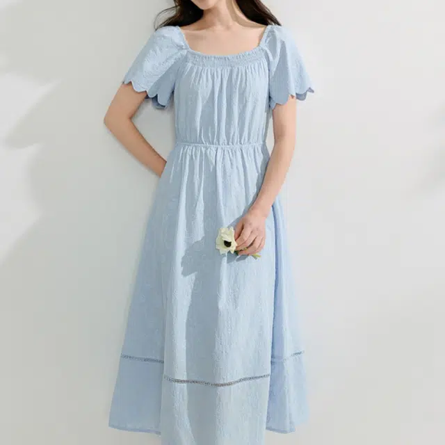 茵曼 时尚舒适百搭短袖连衣裙 女款 浅水蓝