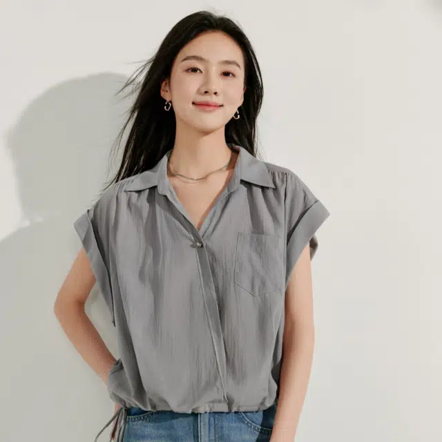 茵曼 简约通勤收腰休闲无袖衬衫 女款