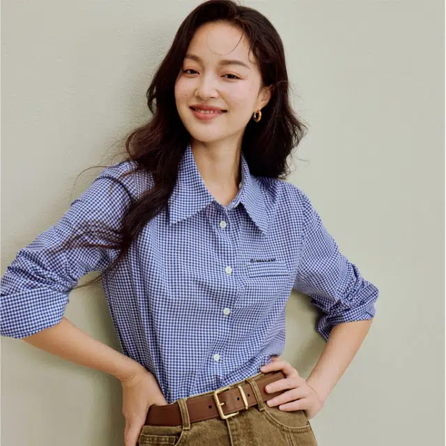 茵曼 格纹刺绣百搭长袖衬衣约会层次感宝藏显瘦格子早秋穿搭气质平价绝美入秋时尚氛围衬衫 女款
