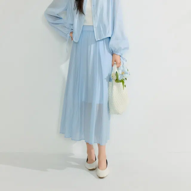 茵曼 时尚舒适百搭休闲短裙 女款 浅蓝色