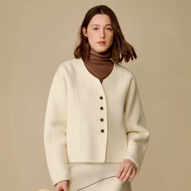 茵曼 短款双面呢外套厚实质感保暖气质宝藏显瘦平价毛呢时尚氛围大衣 女款