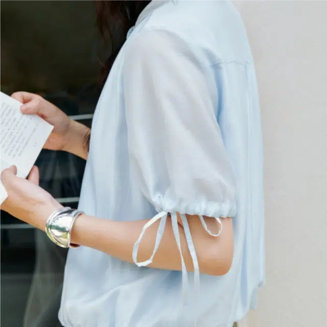 茵曼 莱赛尔法式设计感抽绳显瘦宽松短袖衬衫 女款