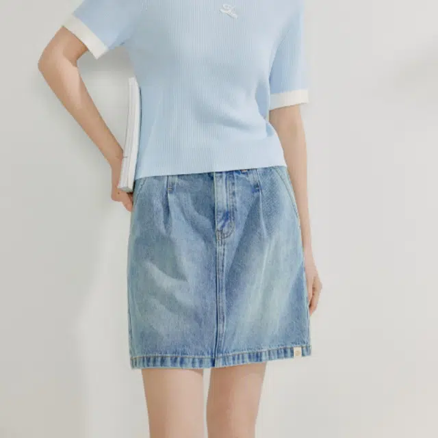 茵曼 时尚舒适百搭休闲短裙 女款 浅蓝