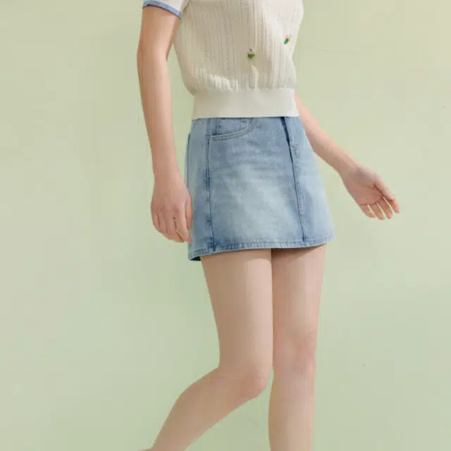 茵曼 复古水洗休闲简约通勤舒适牛仔短裤 女款 牛仔蓝