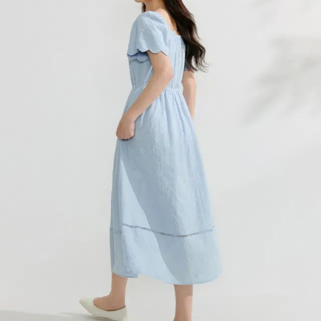 茵曼 时尚舒适百搭短袖连衣裙 女款 浅水蓝