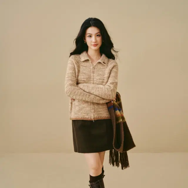 茵曼 百搭简约舒适时尚长袖针织衫 女款