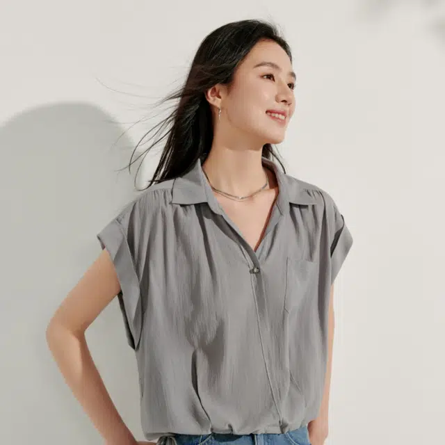 茵曼 简约通勤收腰休闲无袖衬衫 女款