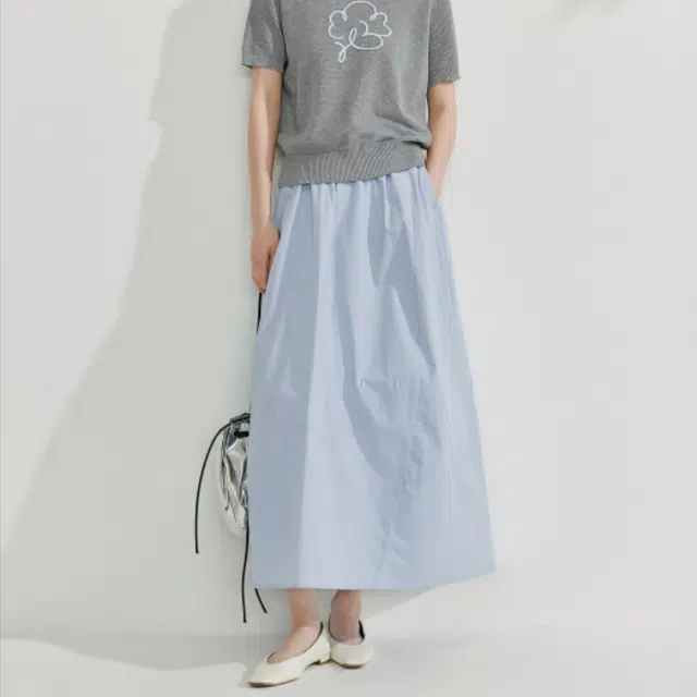 茵曼 法式气质纯色简约拼接通勤休闲长裙 女款