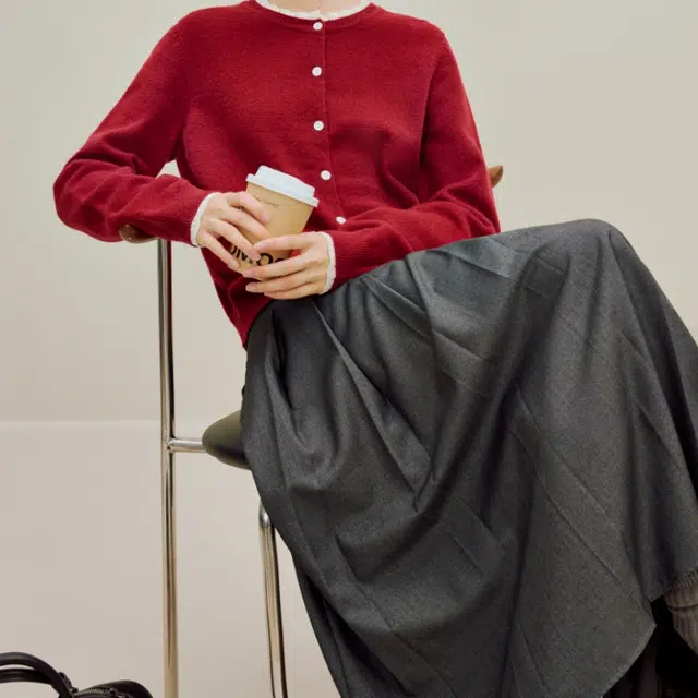 茵曼 高腰通勤宽松中长百褶裙休闲长裙 女款