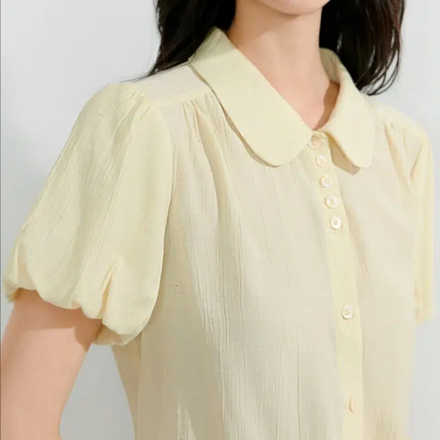 茵曼 翻领修身纯色短袖衬衫 女款
