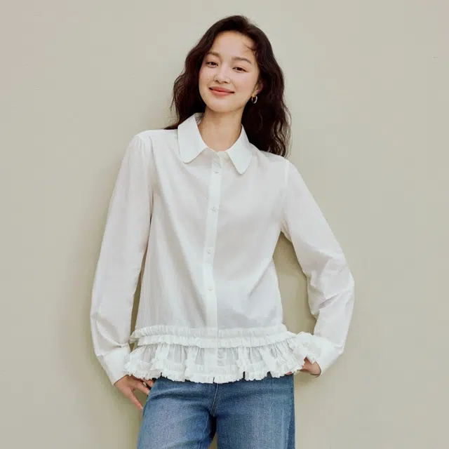 茵曼 淡人甜美简约通勤舒适长袖衬衫 女款
