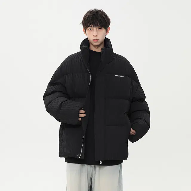木林森 美式高街条纹时尚纯色防寒防冻防风品牌棉服 男女同款