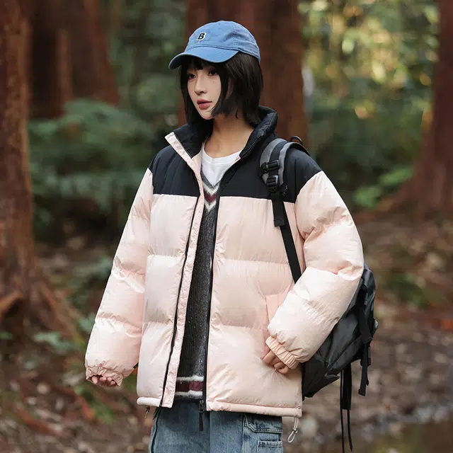 木林森 户外日常通勤旅游抗冻保暖御寒防风防泼水拼接休闲立领长袖棉服 男女同款