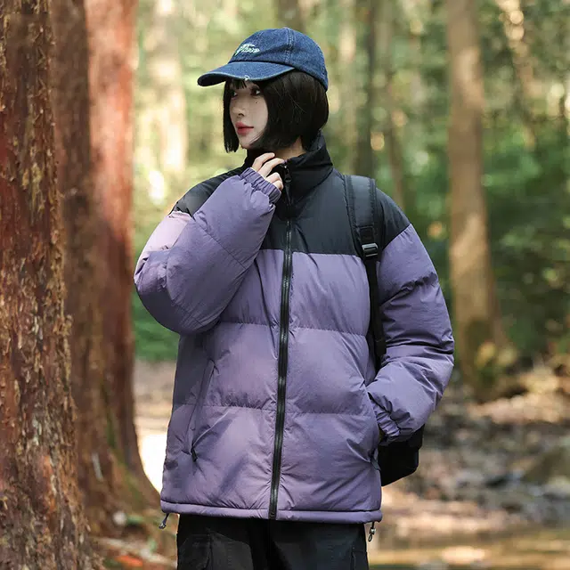 木林森 户外日常通勤旅游抗冻保暖御寒防风防泼水拼接休闲立领长袖棉服 男女同款