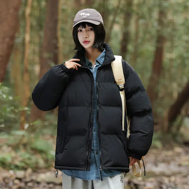 木林森 户外日常通勤旅游抗冻保暖御寒防风防泼水拼接休闲立领长袖棉服 男女同款