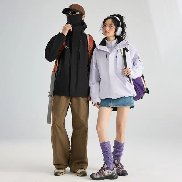 木林森 户外防风防寒防泼水透气耐磨可拆卸摇粒绒内胆锁温保暖三合一冲锋外套夹克 男女同款