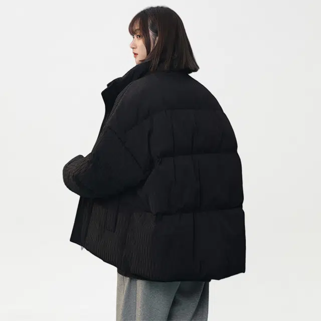 木林森 美式高街条纹时尚纯色防寒防冻防风品牌棉服 男女同款
