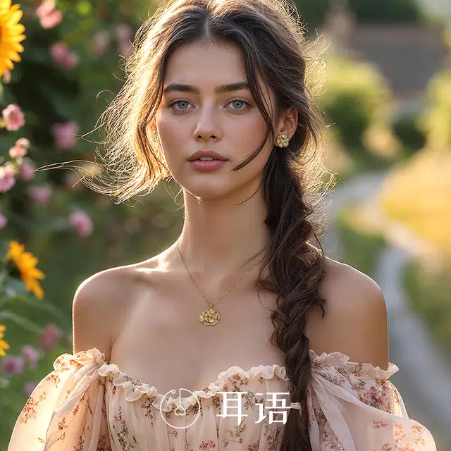 耳语 漫步花园系列  田园风花朵珍珠 合金 耳钉 女款