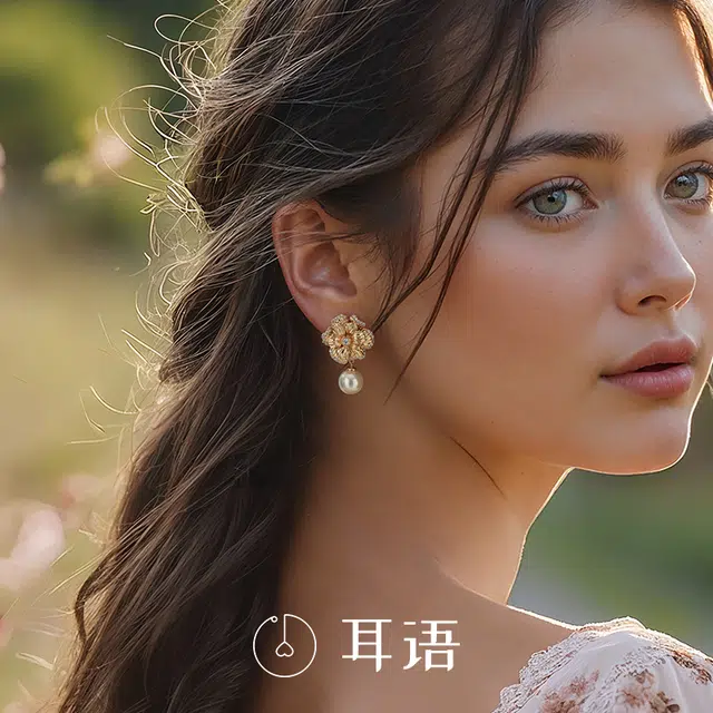 耳语 漫步花园系列花朵 合金 耳环 女款 金色