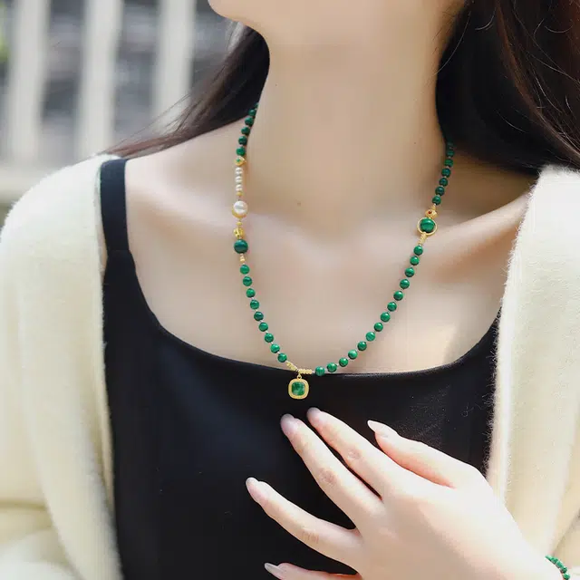 游思集 青黛 孔雀石 项链 女款