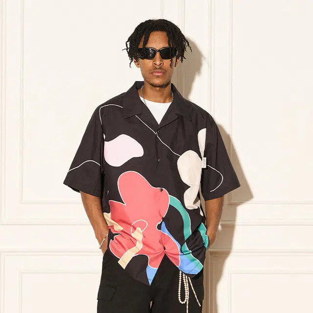 EMPTY REFERENCE Abstract Floral Shirt Black