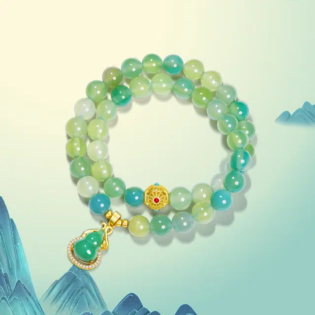 北隐 国风新中式葫芦  森系小清新 玛瑙 玉石手串 男女同款情侣款 礼盒款