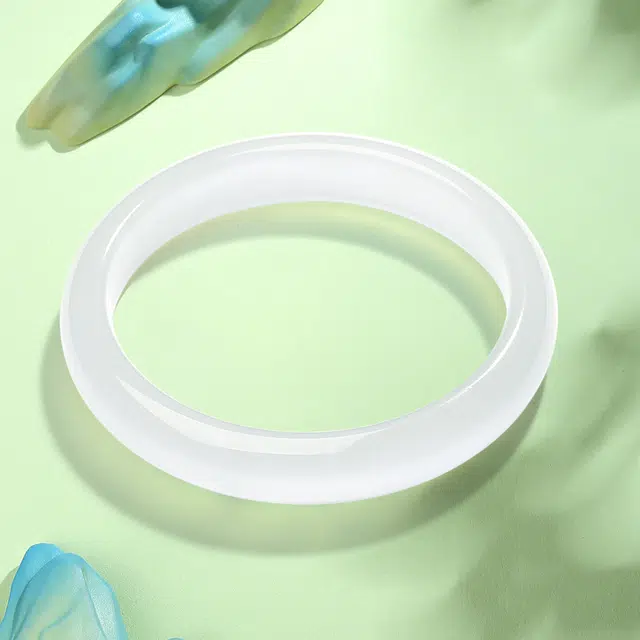 北隐 【高品质】白月光高透玉料 新中式宽圆条素圈国风 汉服搭配清雅 玉髓 手镯 女款 礼品礼盒