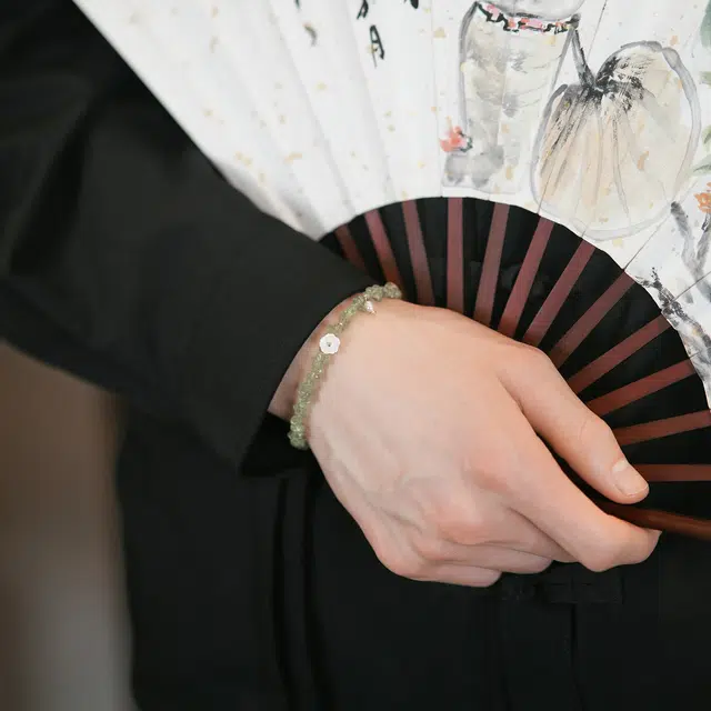 北隐 国潮新中式森系春夏小清新 小众白色山茶花 水晶 手串 女款