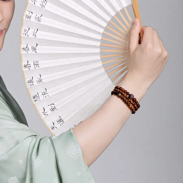 北隐 平安纳福 新中式古风文玩盘串 佛系招财文玩纳福好运小众国风叠带设计手饰 金丝檀木 手串 通用