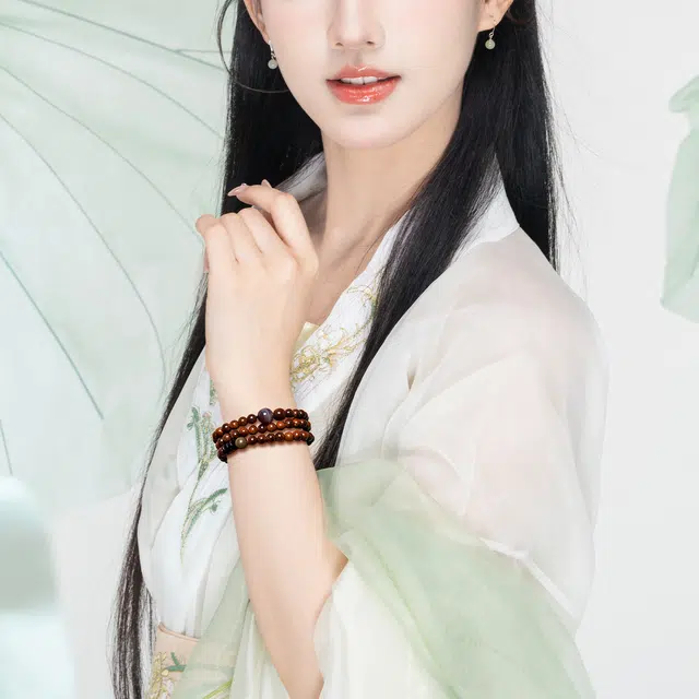 北隐 平安纳福 新中式古风文玩盘串 佛系招财文玩纳福好运小众国风叠带设计手饰 金丝檀木 手串 通用