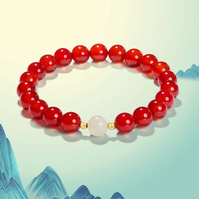北隐 国风新中式招财小圆满 喜气洋洋复古轻奢转运 玛瑙 玉石手串 男女同款情侣款