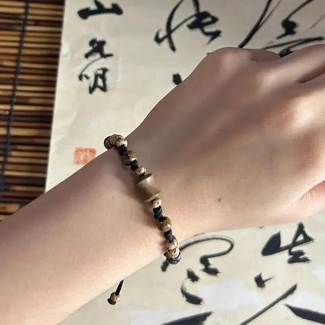北隐 长安一梦 多福竹节新中式国潮 节节高升上岸小众创意设计感 轻奢显白 绿檀 木作手串 通用