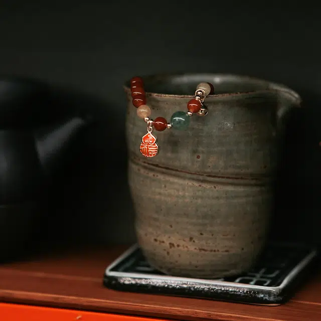 北隐 国风新中式福禄双全铃铛开运 聚财葫芦幸运平安转运复古闺蜜 红 玛瑙 玉石手串 男女同款情侣款 长辈 礼盒款