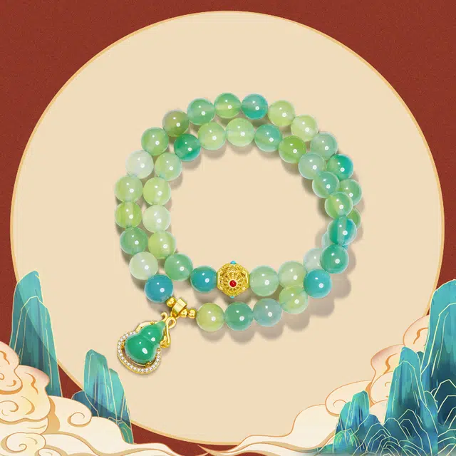 北隐 国风新中式葫芦  森系小清新 玛瑙 玉石手串 男女同款情侣款 礼盒款