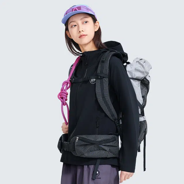 熊猫 自在玩系列 山系户外纯色轻弹速干软壳夹克外套 女款