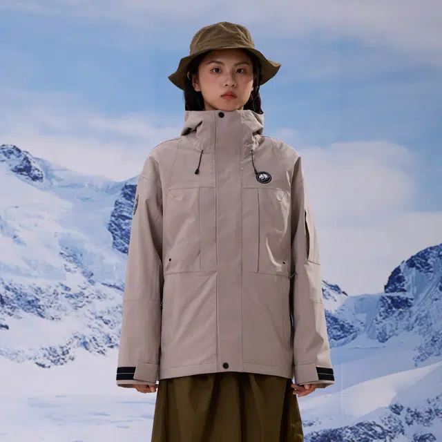 熊猫  山系户外休闲登山风连帽抓绒内胆三防三合一  防水防风耐磨保暖冲锋衣 男女同款