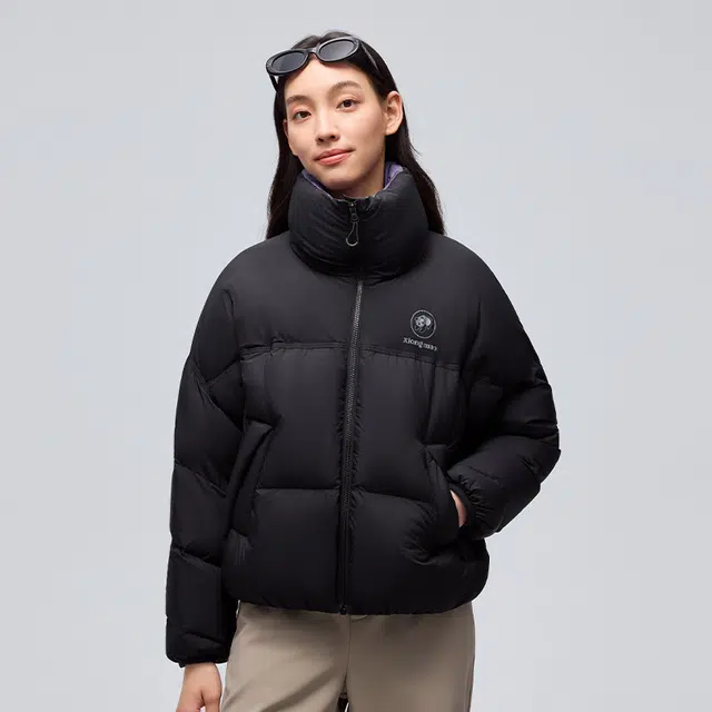 熊猫 硬糖系列 徒步登山鸭绒保暖抗静电时尚立领宽松厚款简约运动休闲短款涌冬羽绒服 女款