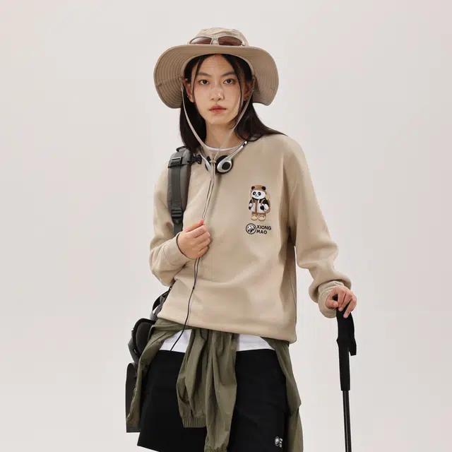 熊猫 户外休闲舒适动物印花套头卫衣 男女同款