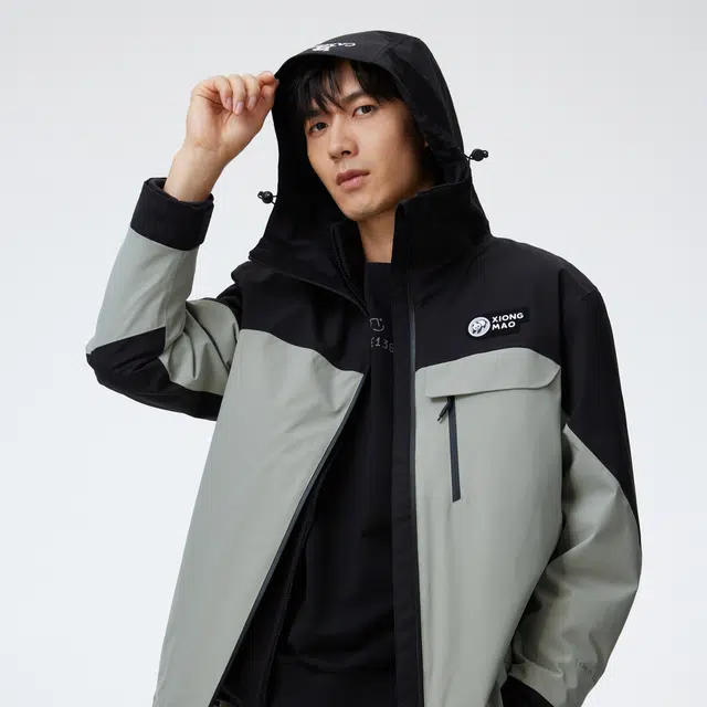 熊猫 户外登山撞色拼接三合一冲锋衣 男款