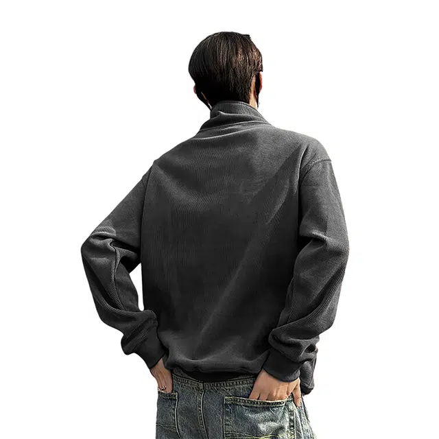 悍戈 美式复古半拉链高领内搭兼具潮流与松弛感卫衣 男女同款