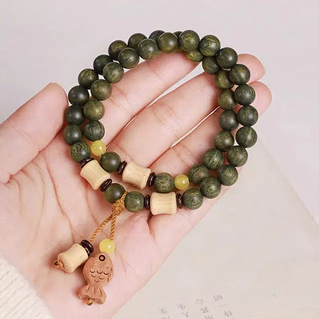 古木匠 招财转运诸事顺利八方来财天官赐福多圈叠戴前程似锦国潮文玩民族风转运珠一帆风顺#好运木质 绿檀 手串 男女同款