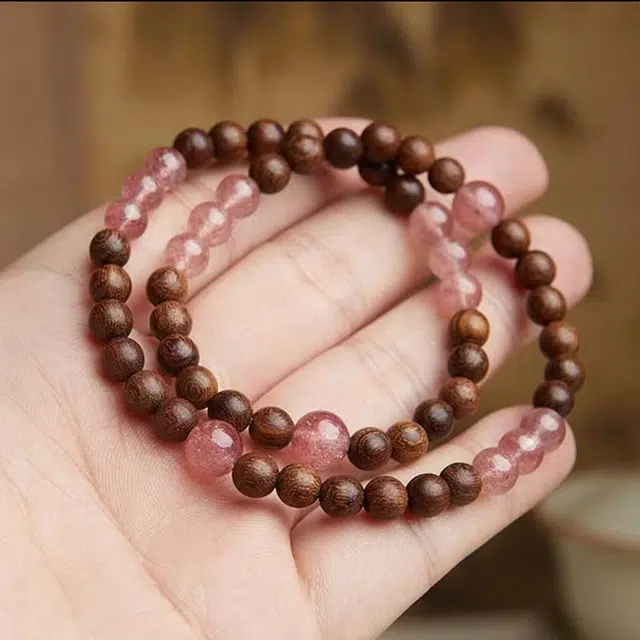 古木匠 事业顺利八方来财新中式国风双圈叠戴转运复古小众气质文玩可手持盘玩学生素串#好运 金丝檀木 手串 男女同款情侣款