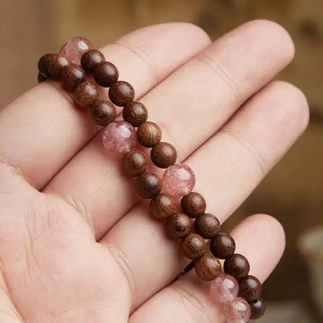 古木匠 事业顺利八方来财新中式国风双圈叠戴转运复古小众气质文玩可手持盘玩学生素串#好运 金丝檀木 手串 男女同款情侣款