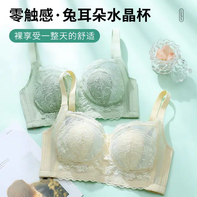 二三二三 无痕舒适内衣女士超薄款兔子耳朵全罩杯收副乳防下垂防走光聚拢无钢圈文胸 女款 礼盒装