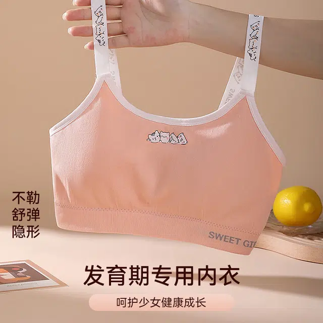 二三二三 美背速干吸汗清爽排湿可调节内衣抗菌内衬面料柔软亲肤舒适简约青少年文胸 女款 一件装 粉色
