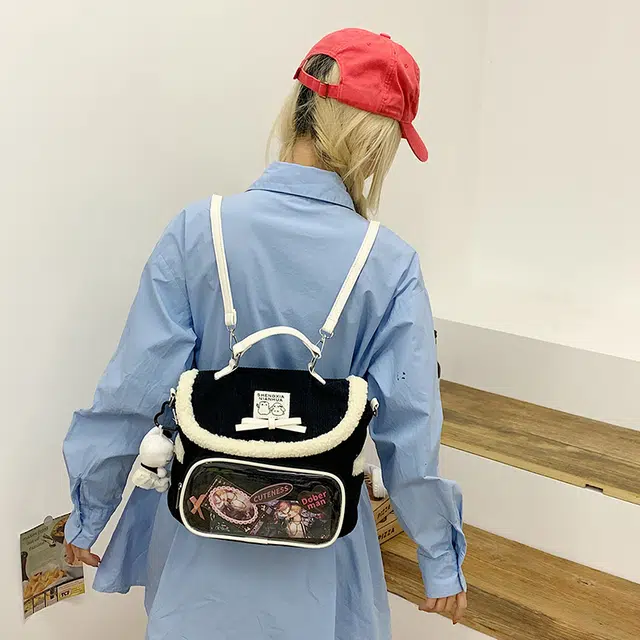 轩玺 可爱毛茸茸小众百搭休闲简约 牛津布 书包双肩包 男女同款情侣款 多色