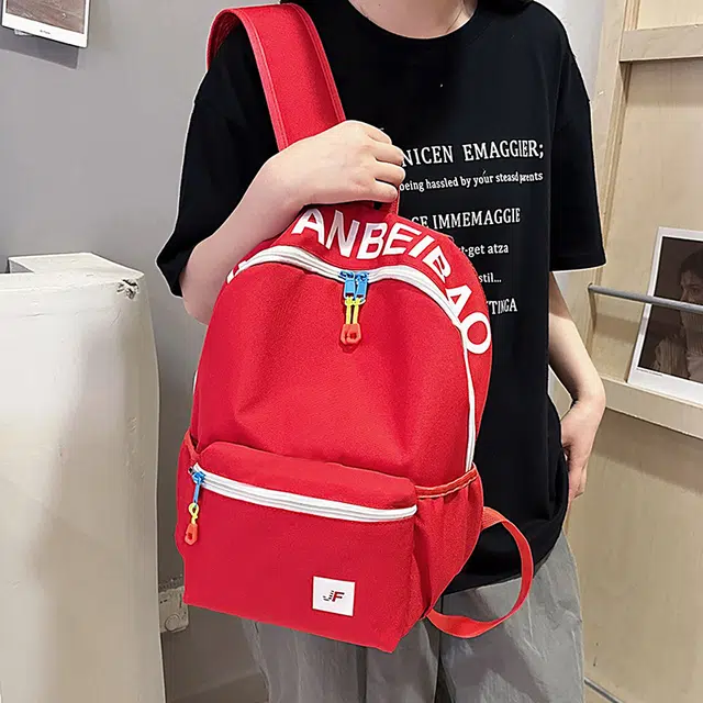 轩玺 撞色休闲简约百搭 牛津布 双肩包小背包学生书包 女款 粉色/蓝色/红色/玫粉色