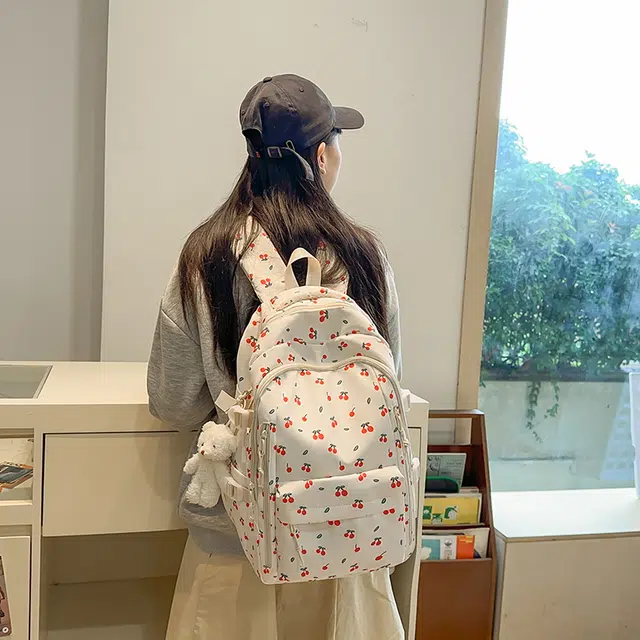 轩玺 韩系文艺小清新森系可爱百搭 尼龙 双肩包 女款 白色