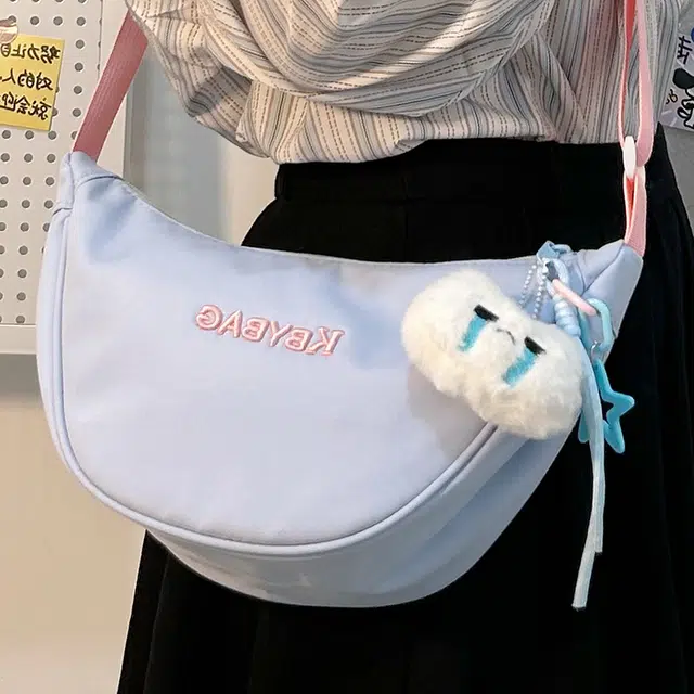 轩玺 多巴胺褶皱质感百搭 尼龙 胸包斜挎包单肩包手提包 男女同款情侣款 白色/粉色/蓝色/黑色/黄色